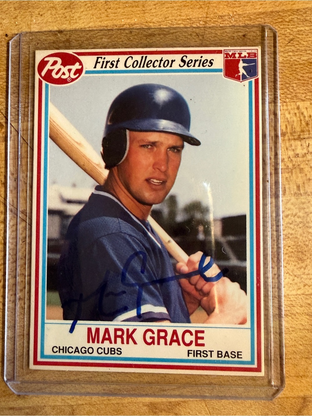 Mark Grace Autographed Post Collectors Series MLB Baseball Card #18 of 30 | 1990